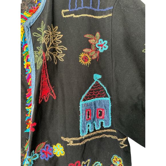 Chico's Multicolor Embroidered Fringe Art to Wear Lightweight Jacket Size Medium - Picture 4 of 12